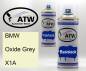 Preview: BMW, Oxide Grey, X1A: 400ml Sprühdose + 400ml Klarlack - Set, von ATW Autoteile West.